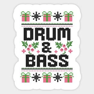 DRUM AND BASS  - Ugly Xmas Sweater (Black) Sticker